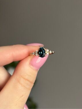 10K Yellow Gold London Blue Topaz and Diamond Ring